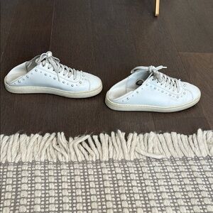 Stuart Weitzman White Sneakers with Faux Pearl Accents